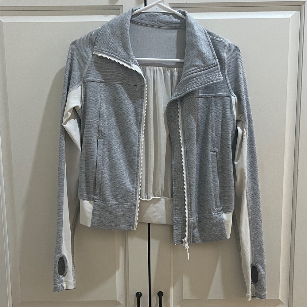 lululemon athletica Gray and White Bomber Jacket